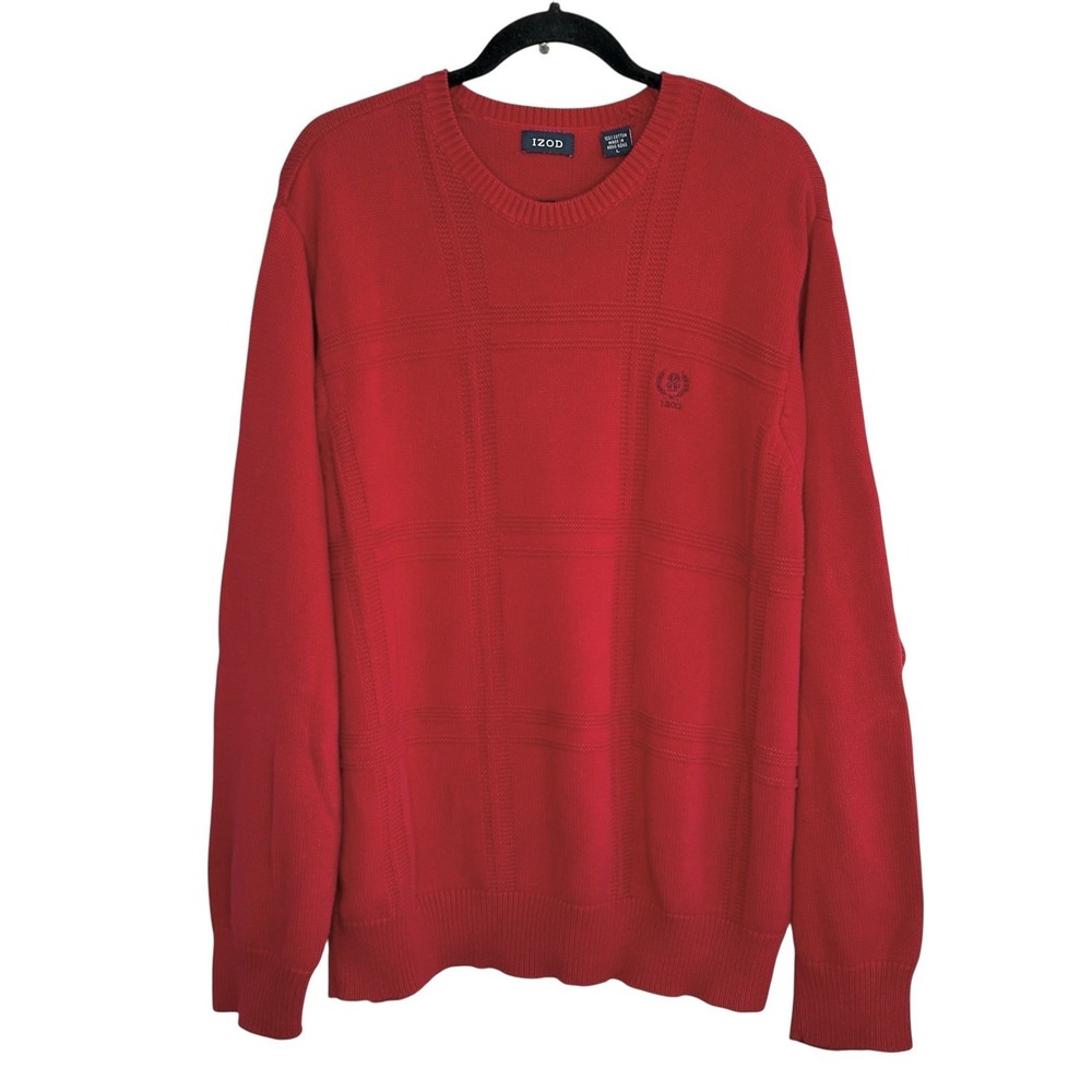Vintage Izod Crewneck Sweater Large Preppy Golf Logo Classic Red Grandpa Y2k 90s